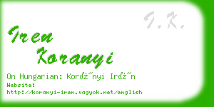 iren koranyi business card